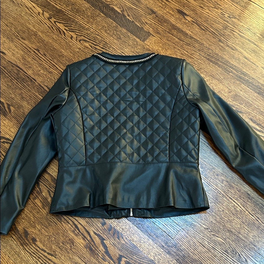 Cleo Black Quilted Jacket with Chain Detail - Picture 9 of 12